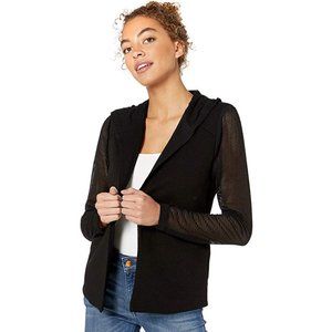BCBGeneration Women's Hooded Blazer Mesh Arms Size XX Small Black